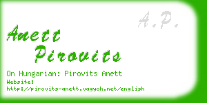 anett pirovits business card